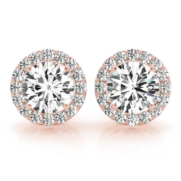 Round Halo Studs (1/4 ct. tw.), Front view in rose gold