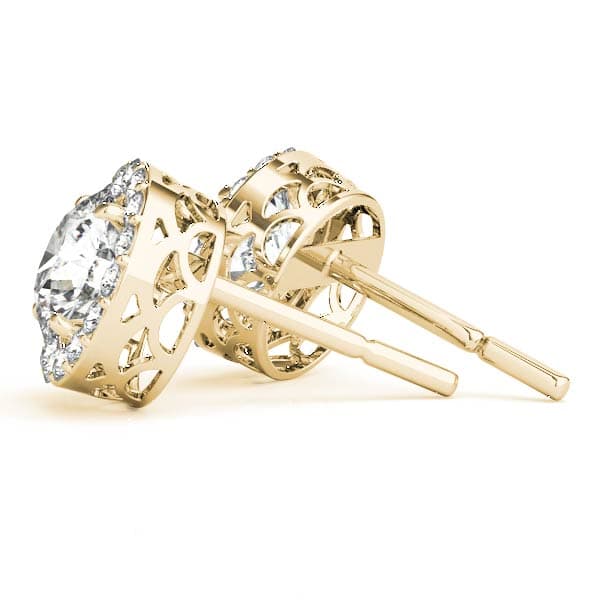 Round Halo Studs (0.3 ct. tw.), Side view in yellow gold