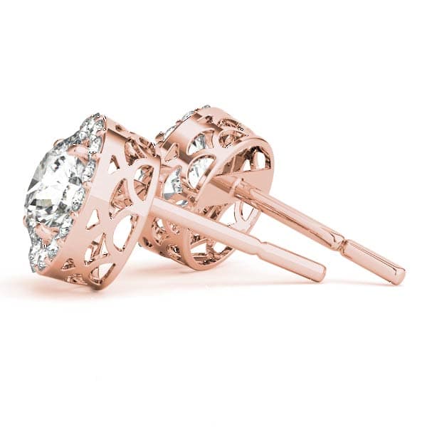 Round Halo Studs (1/4 ct. tw.), Side view in rose gold