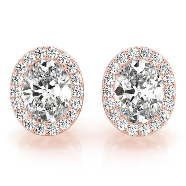 Oval Halo Studs (0.21 ct. tw.), Front view in rose gold