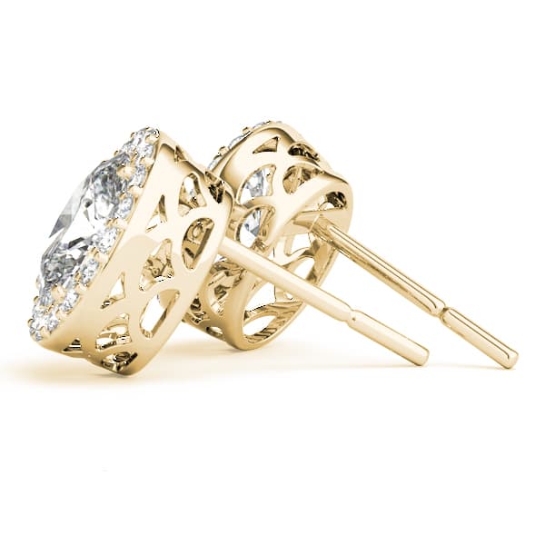 Oval Halo Studs (3/8 ct. tw.), Side view in yellow gold
