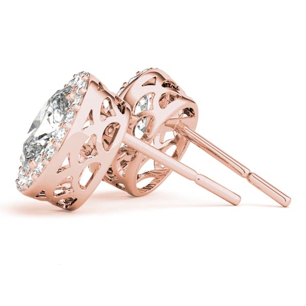 Oval Halo Studs (0.21 ct. tw.), Side view in rose gold