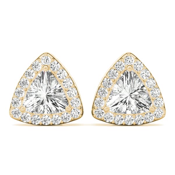 Halo Trillion Cut Stud Earrings (0.22 ct. tw.), Front view in yellow gold