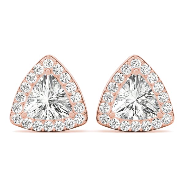 Halo Trillion Cut Stud Earrings (0.22 ct. tw.), Front view in rose gold