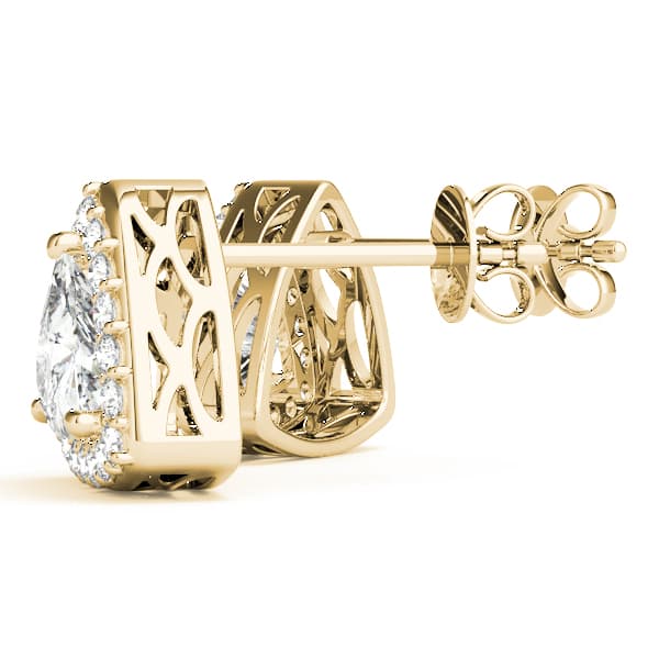 Halo Trillion Cut Stud Earrings (0.22 ct. tw.), Angle view in yellow gold