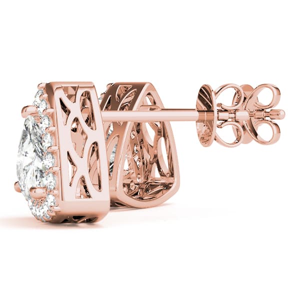 Halo Trillion Cut Stud Earrings (0.22 ct. tw.), Angle view in rose gold