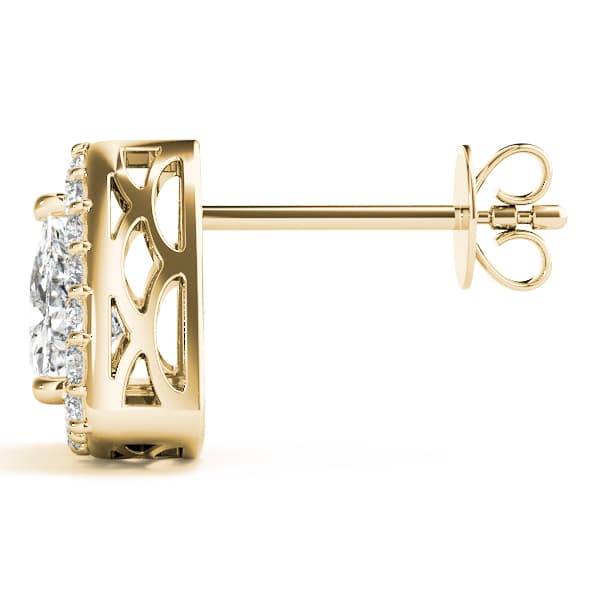 Halo Trillion Cut Stud Earrings (0.22 ct. tw.), Side view in yellow gold