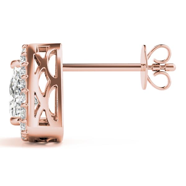 Halo Trillion Cut Stud Earrings (0.22 ct. tw.), Side view in rose gold