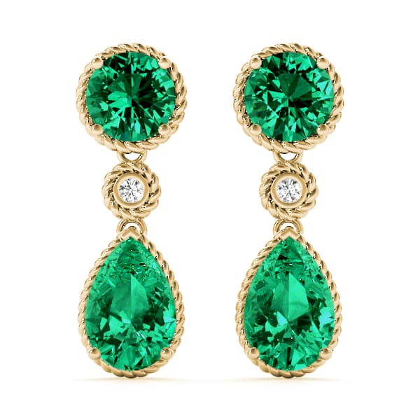 Color Pear Earring (0.02 ct. tw.), Front view in yellow gold