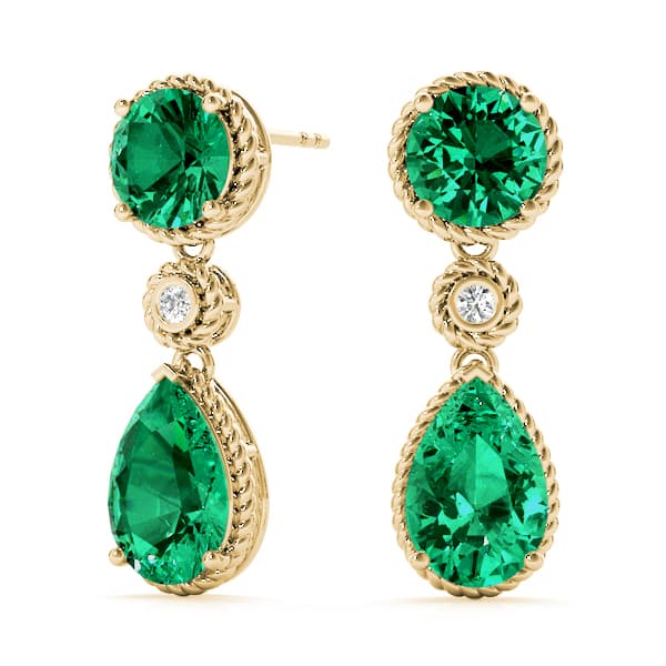 Color Pear Earring (0.02 ct. tw.), On hand view in yellow gold
