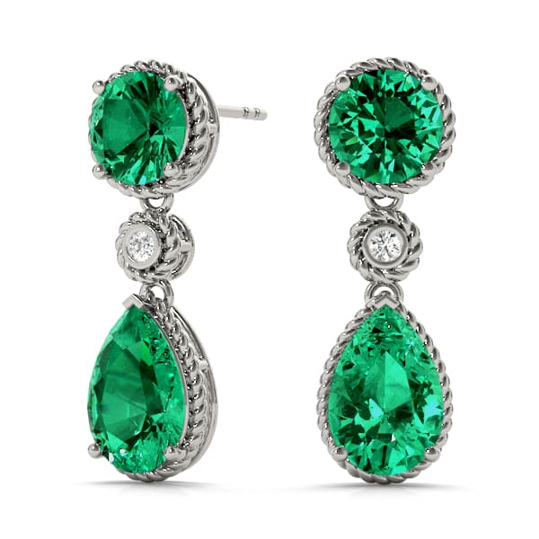 Color Pear Earring (0.02 ct. tw.), On hand view in white gold or platinum
