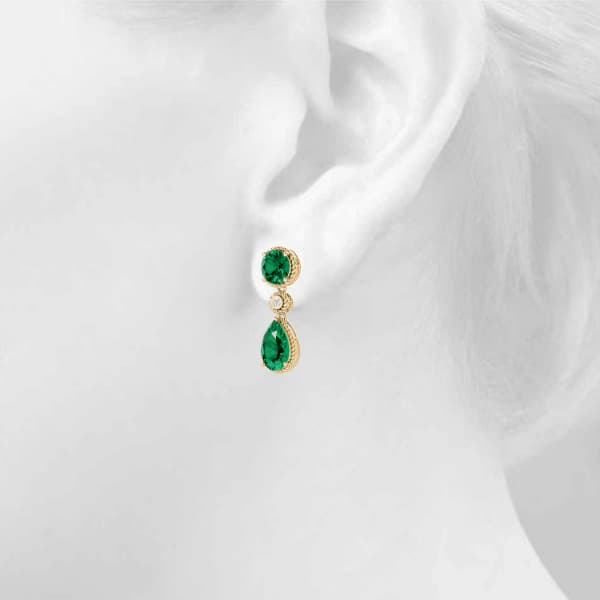 Color Pear Earring (0.02 ct. tw.), Top view in yellow gold