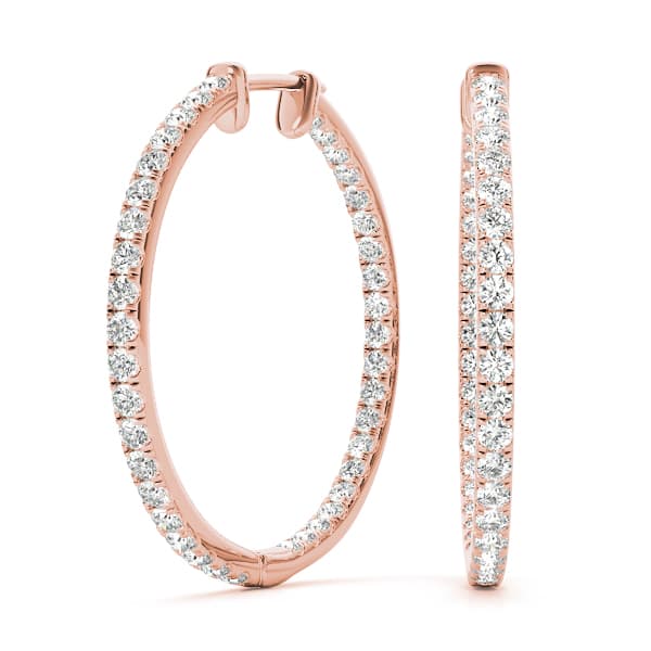 Inside Outside Round Hoop Earrings (0.6 ct. tw.), Front view in rose gold