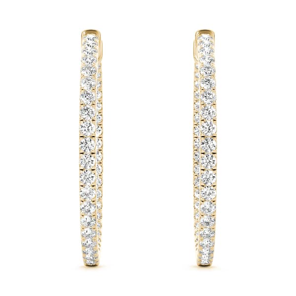 Inside Outside Round Hoop Earrings (0.41 ct. tw.), Angle view in yellow gold