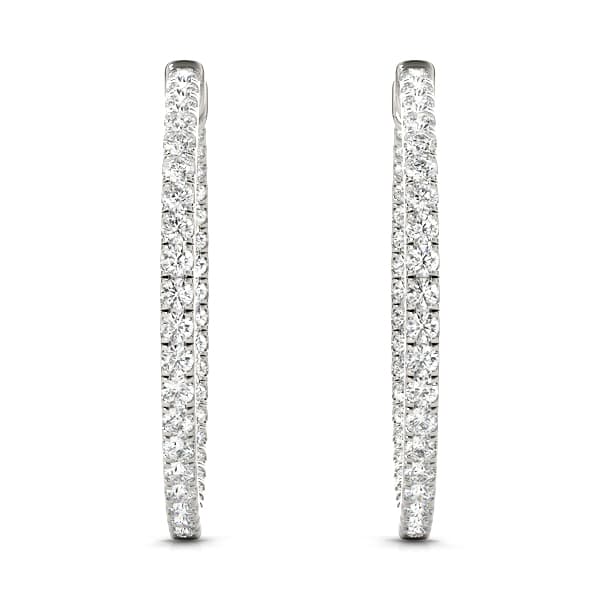 Inside Outside Round Hoop Earrings (0.6 ct. tw.), Angle view in white gold or platinum