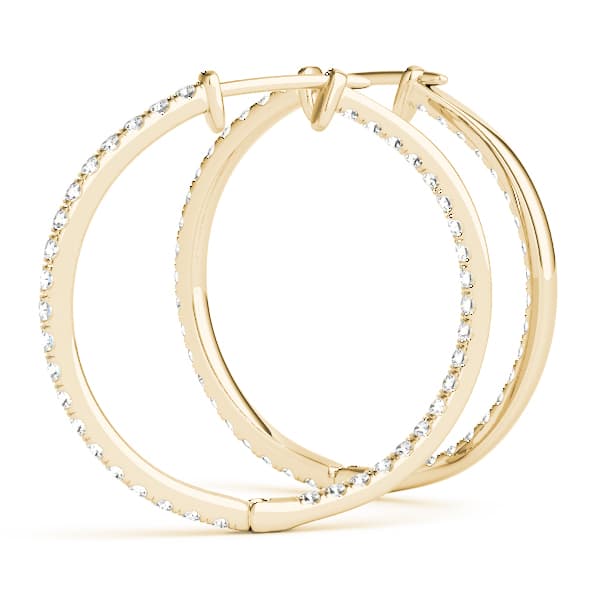 Inside Outside Round Hoop Earrings (0.41 ct. tw.), On hand view in yellow gold