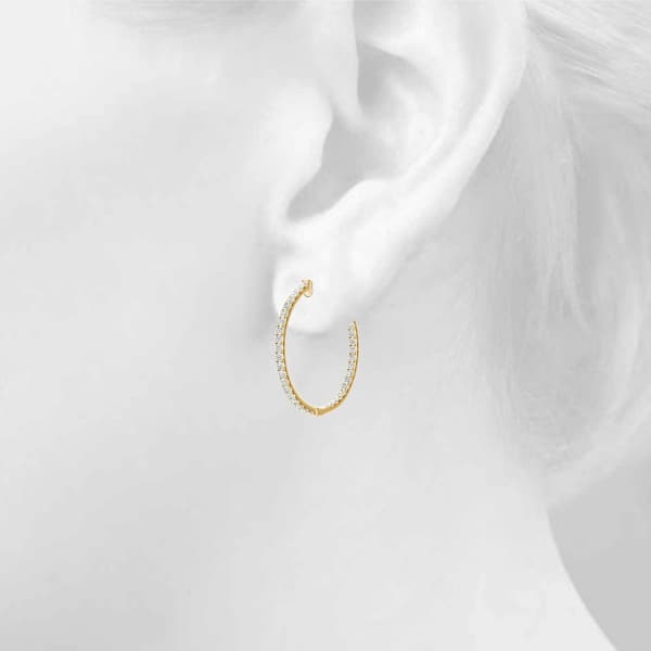 Inside Outside Round Hoop Earrings (0.41 ct. tw.), Top view in yellow gold