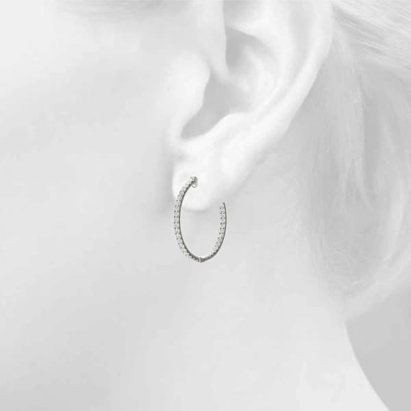 Inside Outside Round Hoop Earrings (0.6 ct. tw.), Top view in white gold or platinum