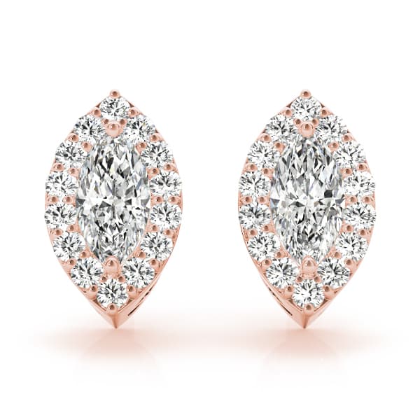Marquise Halo Studs (0.3 ct. tw.), Front view in rose gold