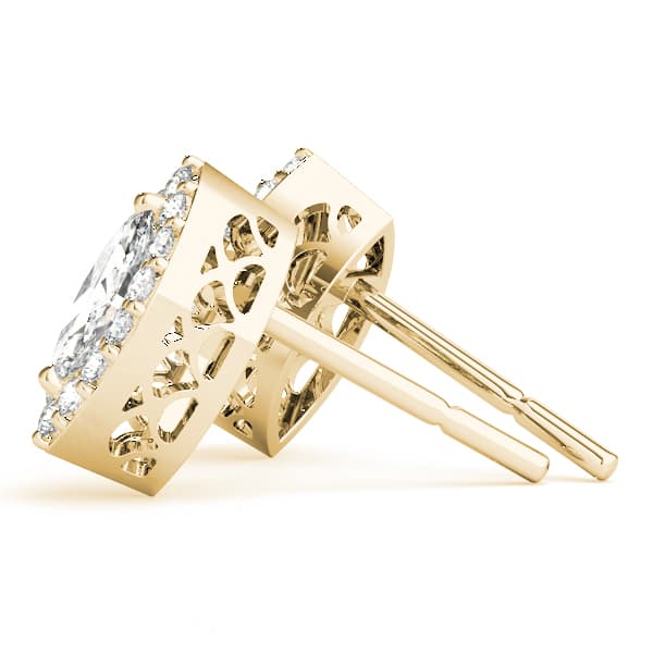 Marquise Halo Studs (0.3 ct. tw.), Side view in yellow gold