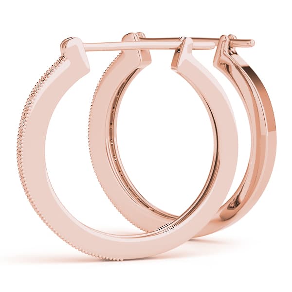 Milgrain Fashion Hoop Earrings (1/8 ct. tw.), On hand view in rose gold