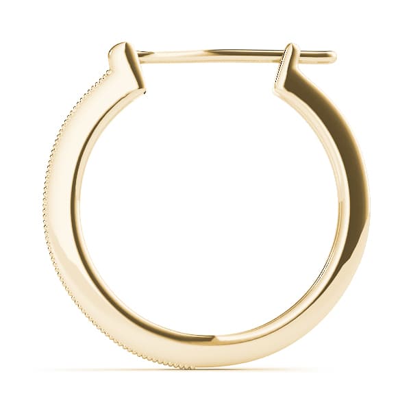 Milgrain Fashion Hoop Earrings (1/8 ct. tw.), Side view in yellow gold