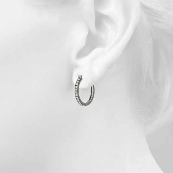 Milgrain Fashion Hoop Earrings (1/8 ct. tw.), Top view in white gold or platinum