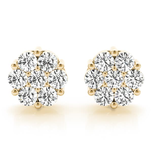 Diamond Cluster Studs (2 ct. tw.), Front view in yellow gold