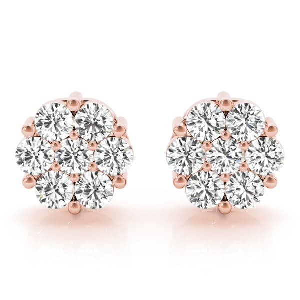 Diamond Cluster Studs (2 ct. tw.), Front view in rose gold