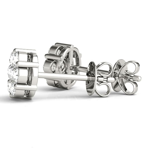 Diamond Cluster Studs (1 ct. tw.), Angle view in white gold or platinum