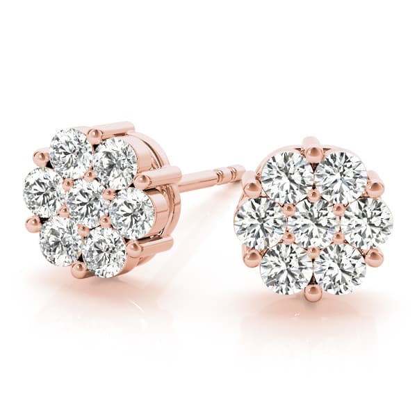 Diamond Cluster Studs (2 ct. tw.), On hand view in rose gold