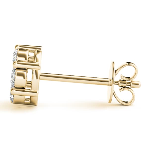 Diamond Cluster Studs (2 ct. tw.), Side view in yellow gold