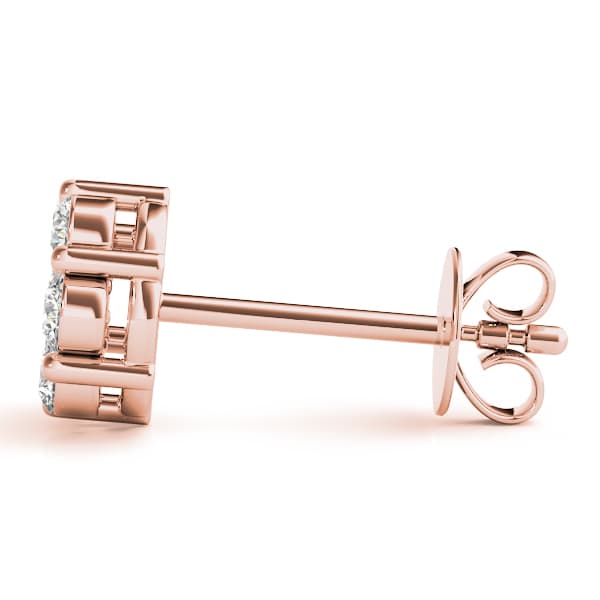 Diamond Cluster Studs (2 ct. tw.), Side view in rose gold