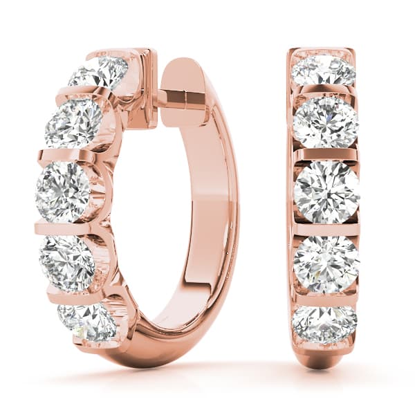 Bar Set Hoop Earrings (2 ct. tw.), Front view in rose gold