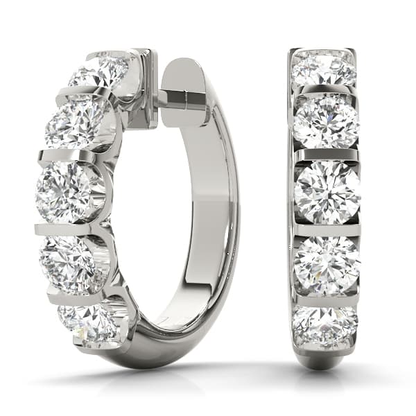Bar Set Hoop Earrings — 1/4 CT — View 1