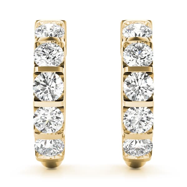 Bar Set Hoop Earrings (1 ct. tw.), On hand view in yellow gold