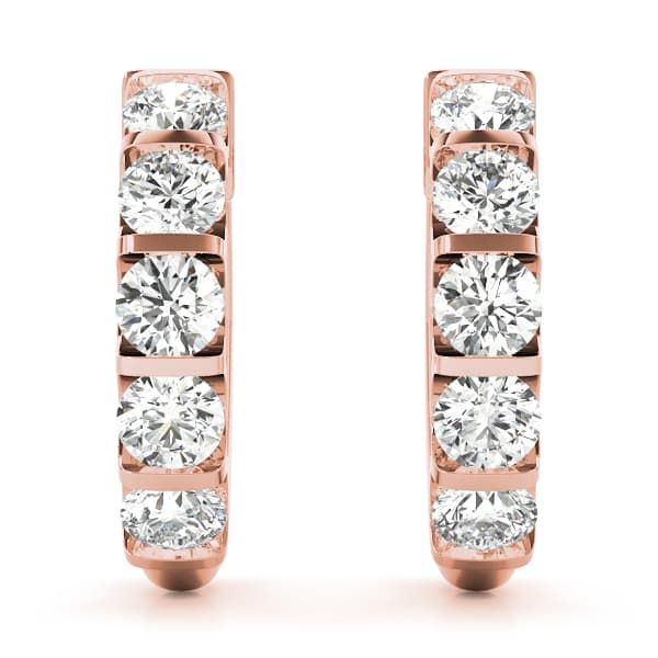 Bar Set Hoop Earrings (2 ct. tw.), On hand view in rose gold