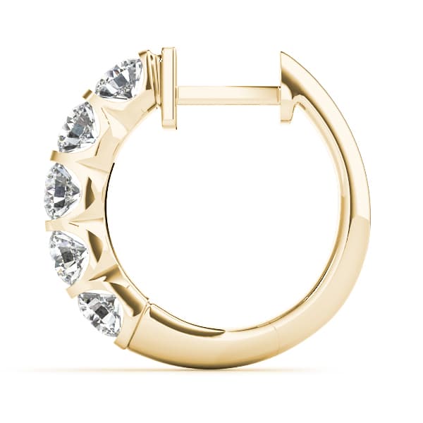 Bar Set Hoop Earrings (1 ct. tw.), Side view in yellow gold