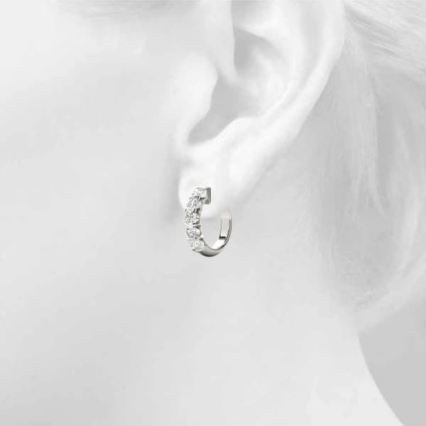 Bar Set Hoop Earrings (1 1/2 ct. tw.), Top view in white gold or platinum