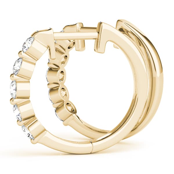 Diamond Shared-Prong Huggie Earrings (4 ct. tw.), Angle view in yellow gold
