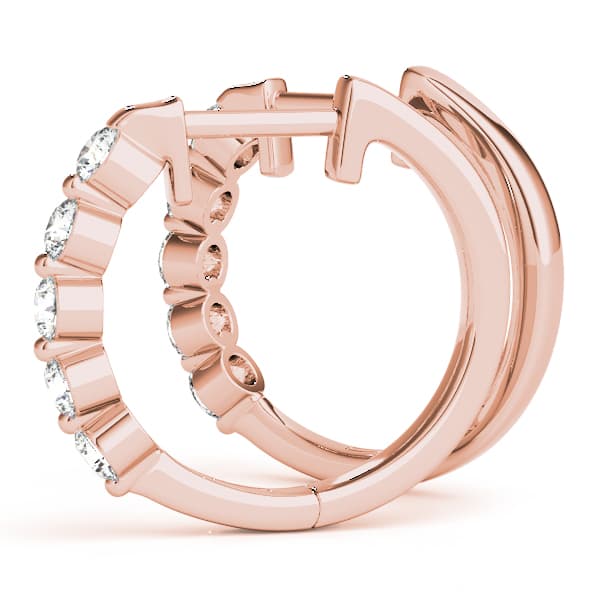 Diamond Shared-Prong Huggie Earrings (2 ct. tw.), Angle view in rose gold