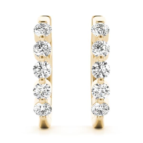 Diamond Shared-Prong Huggie Earrings (4 ct. tw.), On hand view in yellow gold