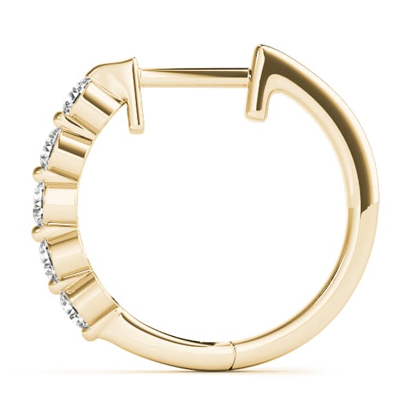Diamond Shared-Prong Huggie Earrings (4 ct. tw.), Side view in yellow gold