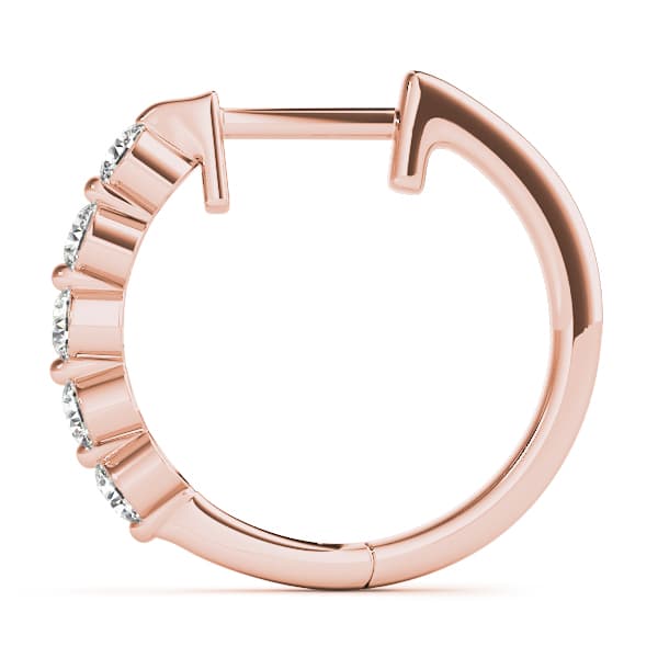 Diamond Shared-Prong Huggie Earrings (2 ct. tw.), Side view in rose gold