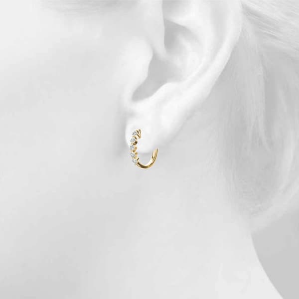 Diamond Shared-Prong Huggie Earrings (4 ct. tw.), Top view in yellow gold