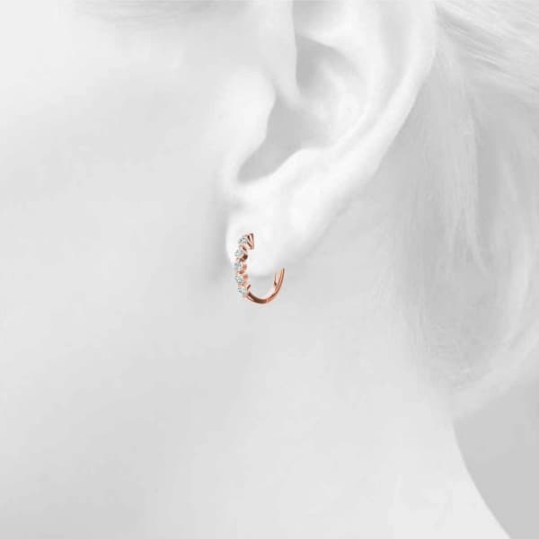 Diamond Shared-Prong Huggie Earrings (2 ct. tw.), Top view in rose gold