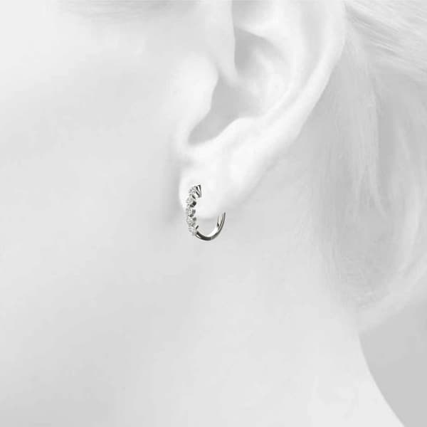 Diamond Shared-Prong Huggie Earrings (1 ct. tw.), Top view in white gold or platinum