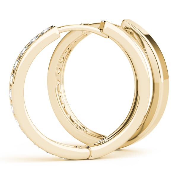 Channel Set Hoop Earrings (0.96 ct. tw.), Angle view in yellow gold