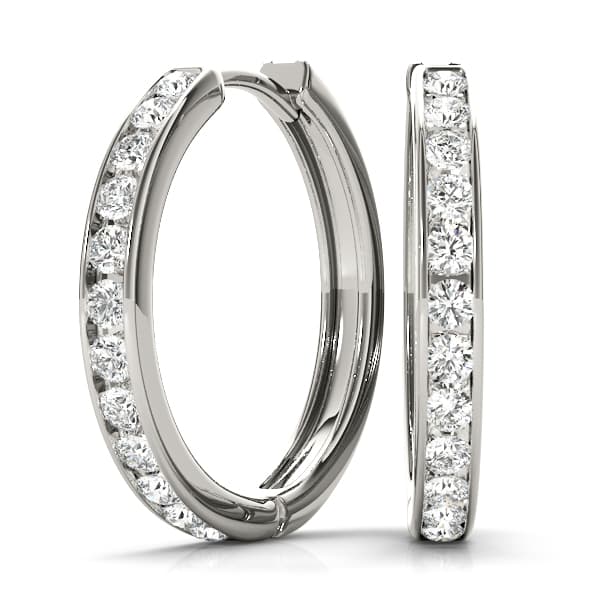 Channel Set Hoop Earrings — 1/4 CT — View 1
