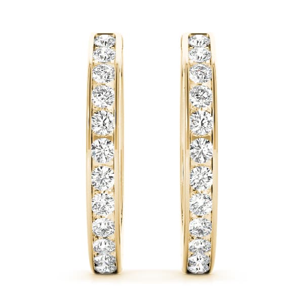 Channel Set Hoop Earrings (0.96 ct. tw.), On hand view in yellow gold